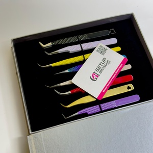 GETUP BROSONS IMPEX – Pince à épiler de précision en acier inoxydable à pointe lisse 10 mm pour extensions de cils, embouts droits et courbés à 90/45 degrés - Product Image 6