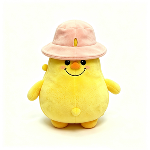 Peluche de limón personalizado con brazos y piernas, suave almohada de limón, juguete de peluche de limón amarillo, peluche de limón con gorro de pescador rosa - Product Image 3
