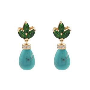 Pendientes de Plata de Ley 925 con Turquesa y Diopsido Verde, Estilo Bohemia, Joyería Fina para Mujer - Product Image 5