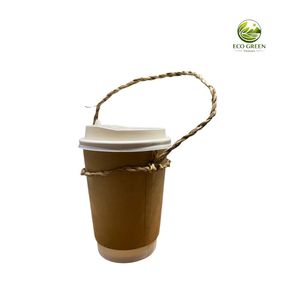 Custom Logo Handmade Bohemian Design Seagrass <b>Cup</b> Holder Wholesale Natural Woven Eco-Friendly <b>Reusable</b> Beverage Carrier Strap - Product Image 4
