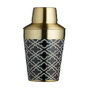 Shaker à cocktails noir et or à motifs, avec un motif complexe, élégant et conçu pour des réceptions raffinées. - Product Image 2