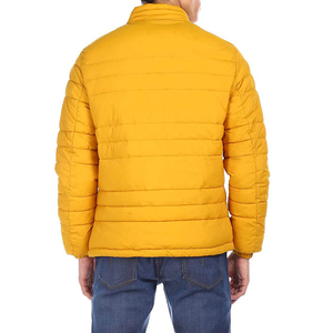 Men's <b>Yellow</b> <b>Puffer</b> <b>Jacket</b> Stand Collar Zipper Closure Windproof Winter Casual Coat Polyester Filling Slim Fit - Product Image 4