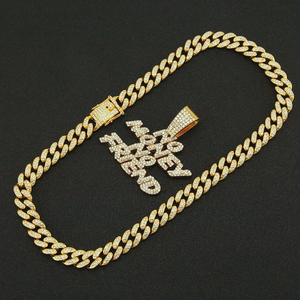 Gold Plated 925 Silver Cuban <b>Chain</b> Pendant Necklace Brilliant Cut <b>Diamonds</b> Letter Pendant Unisex Hip Hop Jewelry for <b>Mens</b> Womens - Product Image 3