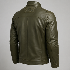 Blouson moto homme Fly Humble en cuir PU bleu, col montant, fermeture éclair, coupe ajustée, coupe-vent, pour l'automne, prix de gros abordable - Product Image 6
