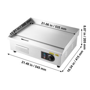 Plancha Eléctrica Comercial con Cuerpo de Acero Inoxidable, 21.06 x 11.81 Pulgadas, 122-570 Grados Fahrenheit, Equipo de Cocina Comercial Ajustable - Product Image 4
