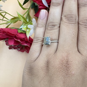 Anillo Rectangular de Labradorita Natural, Anillo Boho Hecho a Mano con Baño de Plata y Latón, Anillo con Piedras Preciosas para Mujer, Joyería al por Mayor - Product Image 4