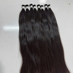 Venta al por mayor negro natural 100% virgen vietnamita pelucas de cabello humano a granel recto Super doble dibujado extensiones sin pegamento - Product Image 6