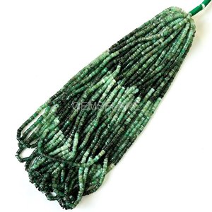 Natural Shaded Emerald Heishi <b>Beads</b> 4MM Emerald Flat Tyre Shape <b>Beads</b> Heishi Disc Shape Emerald Gemstone Emerald <b>Beads</b> Jewelry - Product Image 2