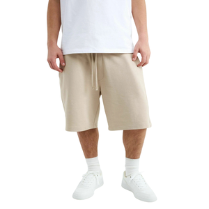 Custom <b>Men</b> Beige <b>Sweat</b> <b>Shorts</b> Elastic Waist Drawstring Side Pockets Above Knee Casual Relaxed Fit Private Label Wholesale <b>Shorts</b> - Product Image 1