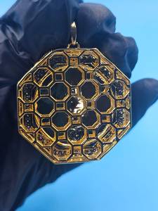 Colgante de Moneda Lady Liberty, Amuleto Religioso, Colgante de Plata 925 Bañado en Oro, Colgante Circular de Moissanita VVS Personalizado Estilo Hip Hop - Product Image 4