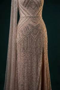 Vestido de noche de lujo con cuentas hechas a mano |   Vestido de novia y de fiesta sin mangas con estampado geométrico |   Proveedor Fabricante Personalizado - Product Image 2