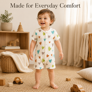 Mameluco de Manga Corta con Estampado de Algodón 100% para Bebé |   Conjunto de una pieza para bebé con botones a presión, para uso diario, ajuste personalizado, color verde oliva - Product Image 2