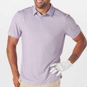 เสื้อกอล์ฟผู้ชายคุณภาพสูง ผลิตจากโพลีเอสเตอร์ผสมสแปนเด็กซ์ ระบายความชื้นได้ดี พิมพ์ลายแบบซับลิเมชั่น รับสกรีนโลโก้ แห้งเร็ว - Product Image 6