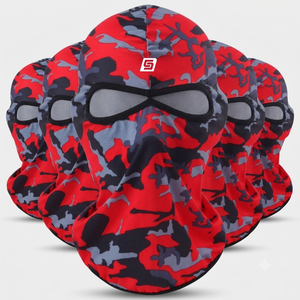 Red Camouflage <b>Full</b> Rhinestone <b>Balaclava</b> <b>Full</b> <b>Face</b> Cover Unisex Adult Outdoor Breathable Waterproof 100% Polyester Heat-Transfer - Product Image 2