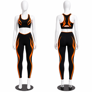 Conjunto de Yoga para Mujer con Paneles en Contraste, Leggings de Cintura Alta, Sujetador Deportivo, Ropa Deportiva para Gimnasio y Entrenamiento - Product Image 6