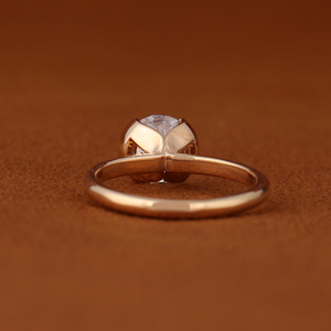 Bague de fiançailles en diamant de laboratoire rond certifié IGI, or massif 14 carats, demi-sertissage, solitaire, alliance de mariage - Product Image 3