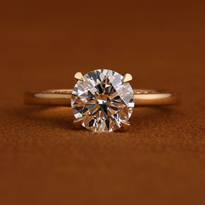 Anillo de Diamante de Laboratorio de Oro Sólido de 14k de Moda, 2ct, Certificado IGI, CVD HPHT, Forma Redonda, Anillo de Compromiso, Joyería - Product Image 1