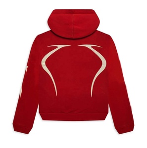 Chándal de algodón desgastado para hombre, pantalones de chándal con lavado ácido para hombre con cremallera personalizada, Sudadera con capucha y logotipo impreso - Product Image 3