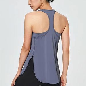 เสื้อกล้ามทรง Racerback สีเทาสำหรับผู้หญิง ผ้าถักเนื้อแน่น ระบายอากาศได้ดี สไตล์สปอร์ต ความยาวปกติ ผลิตจากผ้าสแปนเด็กซ์และโพลีเอสเตอร์ - Product Image 2