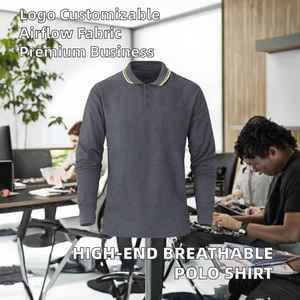 Camisa de Golf de Alta Gama para Hombre, Ropa de Trabajo de Verano, Manga Larga, Logotipo Personalizado, Tejido Sólido Transpirable, Publicitaria - Product Image 5