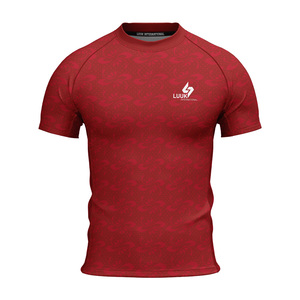 Custom Men's Skinny Fit <b>Compression</b> Gym Shirt Breathable Anti Bacterial Quick Dry Printed Logo Crew Neck <b>Short</b> Sleeve Gym Top - Product Image 1