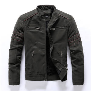 Veste en cuir d'hiver Fleece Warm Causal Motorcycle Embroidery PU Coats Fashion Multi-pocket Vintage Outwear Male Autumn Jackets - Product Image 1