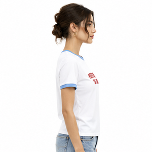 T-shirt femme en polyester teint en fil et coton, style Ringer, collection été 2026, en coton écologique - Product Image 3