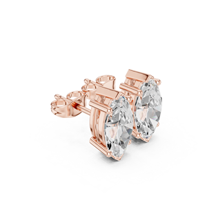 Marquise Cut Diamond Stud Earrings in Solid Gold or Sterling Silver Elegant Six Prong Setting Gemstone Jewelry for Women - Product Image 6