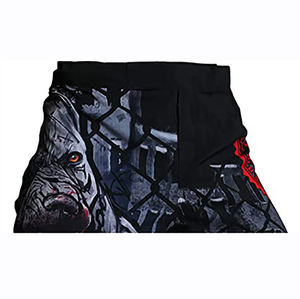 Shorts de boxe pour hommes en coton vert 100 % avec impression par transfert thermique, bordure blanche, logo personnalisé sur le devant, coupe classique, taille à cordon de serrage - Product Image 2