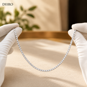 Custom Double Row <b>Tennis</b> <b>Necklace</b> Round Brilliant Diamond 925 Sterling Silver Jewelry - Product Image 5