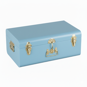 Boîte de rangement en métal bleu tendance, très vendue, pour vêtements et bijoux, légère et robuste, pour usage domestique, avec serrure. - Product Image 1