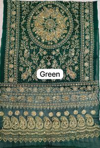 Elegante dupatta de georgette con trabajo Aari, Tiki Tankeli y bordado dorado claro, ropa étnica para mujer. - Product Image 4