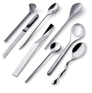 Ensemble de cuillères élégantes en argent avec manche design, couverts en acier inoxydable élégants pour la salle à manger, la cuisine, le restaurant et l'usage quotidien - Product Image 1