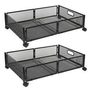 2 Pack Foldable Rolling <b>Storage</b> Bin Under Bed <b>Storage</b> Container with Cart Wheels for <b>Clothes</b> & Shoes for Bedroom & Study - Product Image 1