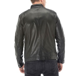 Chaqueta de Motociclista Negra con Cuello Camisero y Cinturón, Chaqueta de Cuero Clásica Vintage para Motociclistas, Chaqueta Casual con Cierre - Product Image 3