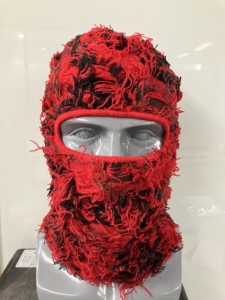 Wholesale Distressed Fashion Cotton Striped One Hole Ski Mask Beanie Winter Warm Knitted Face Cover - Product Image 2