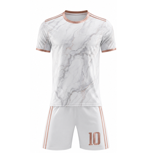 Ensemble de maillots de football à motif marbre blanc, best-seller, luxe, or rose, sublimé - Tenue d'équipe - Product Image 1