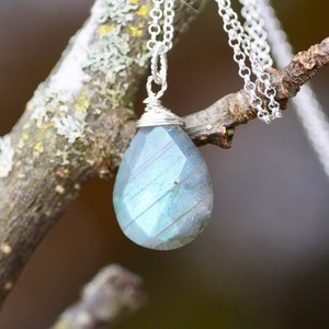 Labradorite Pendant Necklace Sterling Silver Flashy Gemstone Wire Wrapped Handmade Jewelry <b>Gift</b> <b>For</b> <b>Her</b> - Product Image 1