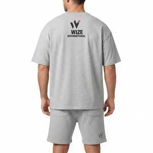 Ensemble chemise et short streetwear pour homme, motif géométrique, couleur contrastée, impression sérigraphique, ensembles d'été pour homme - Product Image 2