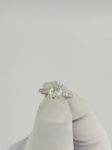 แหวนเพชรเพาะเลี้ยงในทองคำขาว 14K 18K |   เพชรรูปไข่ทรงกลมพร้อมดีเทลทรงกลมและรูปไข่ |   เครื่องประดับสำหรับผู้หญิงสำหรับการหมั้นหมาย - Product Image 2