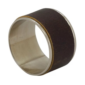 Ensemble de 4 anneaux de serviette en métal doré, cercle avec bande marron, décoration de table - Product Image 4