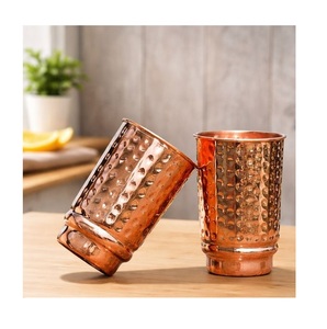 Artisan Copper Kitchen Glass Handmade Drinking Tumbler Ayurvedic Wellness Vessel Stylish Dining Metal <b>Drinkware</b> - Product Image 4