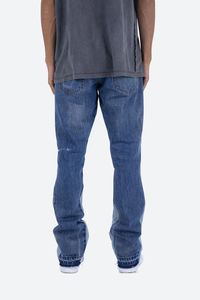 Jean en denim tricoté rétro gothique pour homme, coupe ample, non extensible, délavage clair, jambe droite, jambe large, taille moyenne et grande taille - Product Image 3
