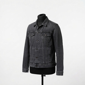 Blouson en jean d'hiver très tendance pour homme, coupe oversize, col montant, logo avant, confortable, style streetwear en coton denim - Product Image 6
