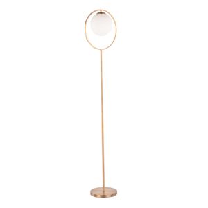 Lámpara de pie Moon Contemporary de metal dorado y vidrio esmerilado - Product Image 1