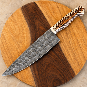 Cuchillo de Chef de Acero de Damasco Hecho a Mano Personalizado, Hoja Recta, Mango de Madera de Resina, Cuchillo Profesional para Cocina, Venta al por Mayor OEM ODM - Product Image 1