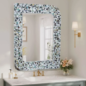 Vietnam Modern <b>MOP</b> Floral Round Mirror Handmade <b>Wall</b> Decor - Product Image 3