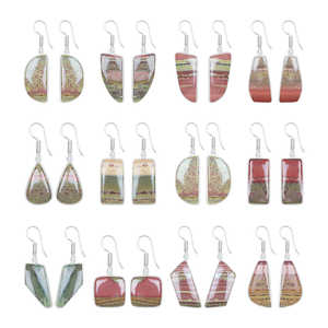 Nuevos y Exquisitos Pendientes de Moda Boho para Mujer, Elegantes, de Latón Natural Plateado, con Jaspe en Forma de Paisaje, Joyería para Regalo de Fiesta - Product Image 2