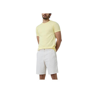 Camiseta de Manga Corta para Hombre, Cuello Redondo, Color Amarillo, Corte Regular, Informal, Color Sólido, Algodón Jersey, Tejido Liso, Diseño Sencillo - Product Image 4