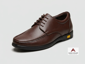 Chaussures habillées Derby en cuir marron foncé de qualité supérieure pour hommes, à lacets, avec surpiqûres style mocassin, élégantes pour le bureau et les occasions formelles - Product Image 4